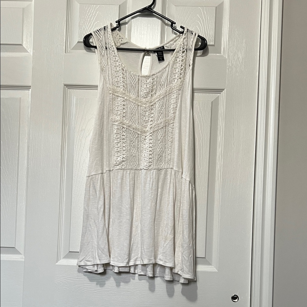 Torrid Cream Lace Detail Top